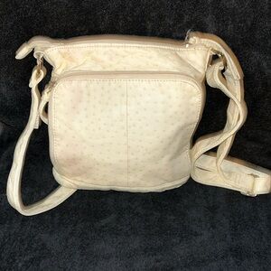 Leather Crossbody bag, off-white color, a small size